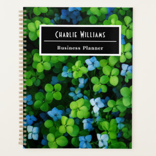 Agenda Patrón de hoja verde azul Espiral personalizada