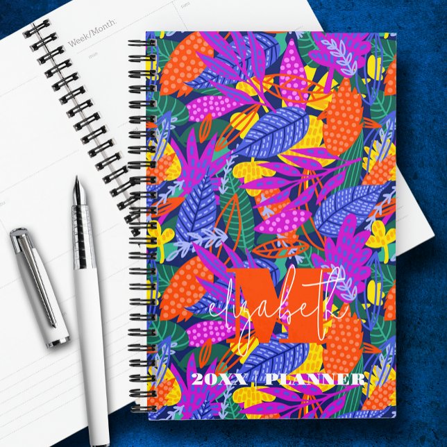 Agenda Patrón de hoja vibrante monogramado (Subido por el creador)