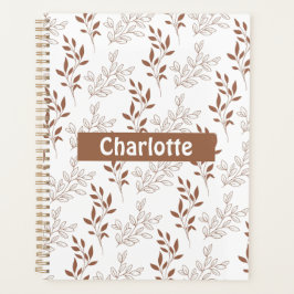 Agenda Patrón de hoja vintage de color rojo marrón