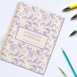 Agenda Patrón De Hojas Botánicas Mínimas Violetas