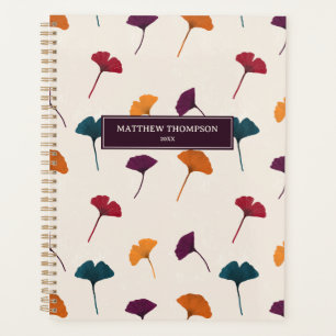 Agenda Patrón de hojas de Ginkgo Color de agua Caída Colo