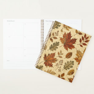 Agenda Patrón de Hojas de Otoño – Botánica Otoñal Vintage
