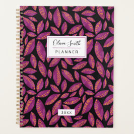 Agenda Patrón de hojas de otoño púrpura personalizadas