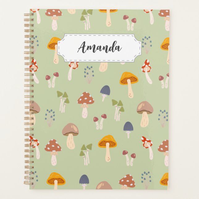 Agenda Patrón de hongos coloridos - Nombre personalizado (Anverso)