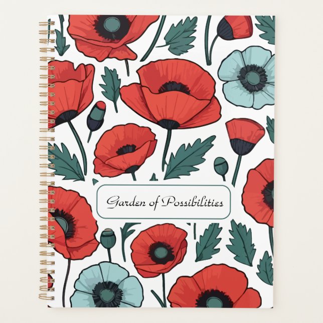 Agenda Patrón de Ilustracion de las flores de adormidera  (Anverso)