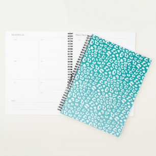 Agenda Patrón de impresión de leopardo de color turquesa
