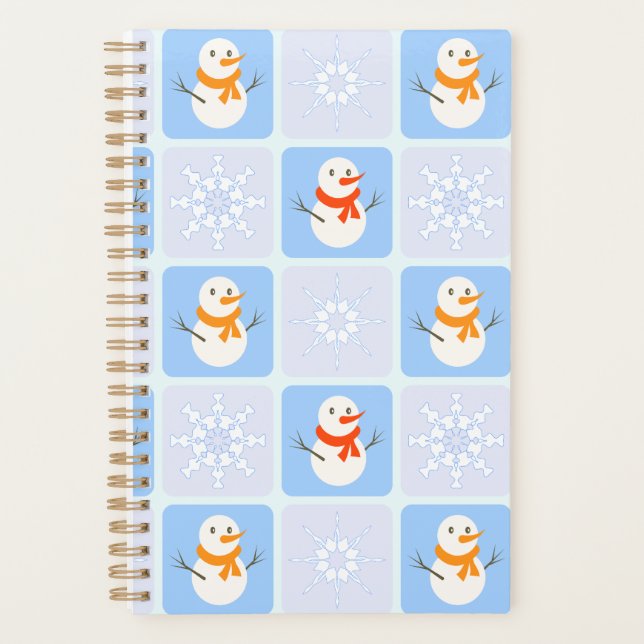 Agenda Patrón de invierno de snowman y copos de nieve (Anverso)