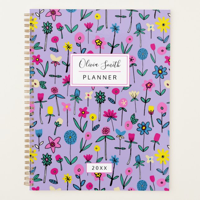 Agenda Patrón de jardín de flores de Lilac personalizado (Anverso)