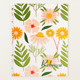 Agenda Patrón de jardín de flores y hojas