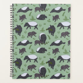 Agenda Patrón de jungla de tapir malayo verde salvia