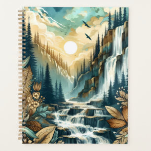 Agenda Patrón de la naturaleza del Boho de la cascada de