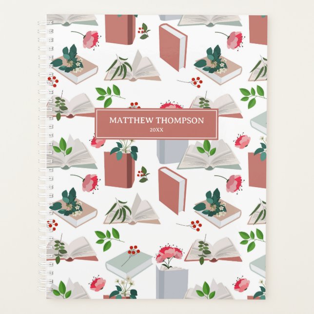 Agenda Patrón de lectura de libros botánicos y biblioteca (Anverso)