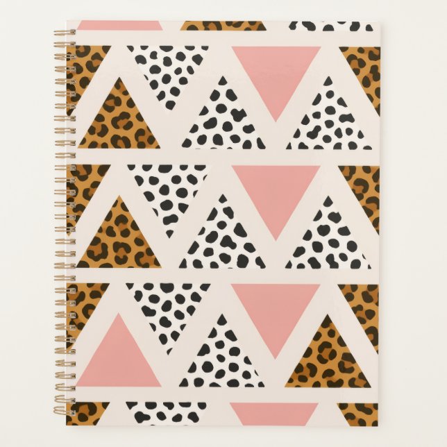 Agenda Patrón de leopardo chic y triángulo rosa (Anverso)