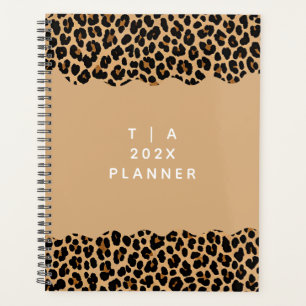 Agenda Patrón de leopardo del año de monograma simple