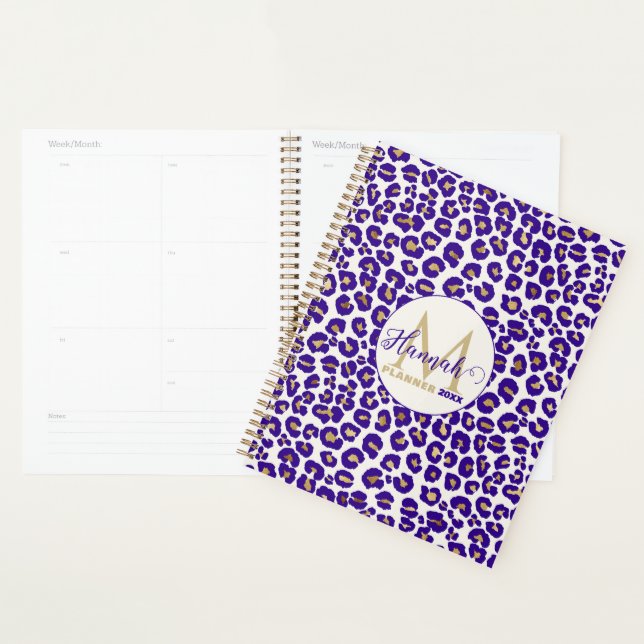 Agenda Patrón de leopardo morado y dorado (Demostración)