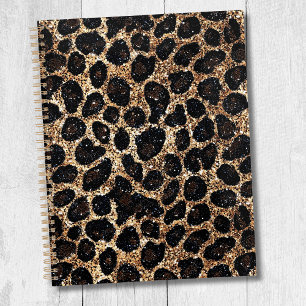 Agenda Patrón de leopardo negro marrón dorado de lujo con