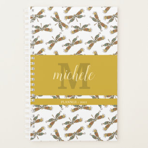 Agenda Patrón de libélula elegante monogramado