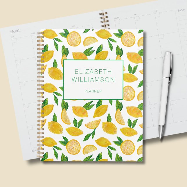 Agenda Patrón de limón de cítricos de verano (Citrus lemon personalized planner)
