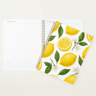 Agenda Patrón de limón fresco con hojas y flores