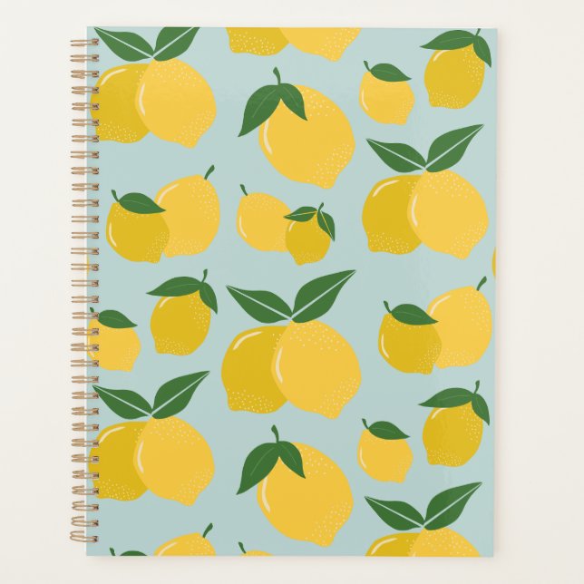 Agenda Patrón De Limón Fruta Retro Amarillo Sobre Verde (Anverso)