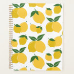 Agenda Patrón de limón Fruto retro Amarillo sobre blanco<br><div class="desc">Impresión de fruta retro - Patrón de limón - Amarillo sobre blanco.</div>
