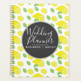 Agenda Patrón de limón moderno amarillo boda