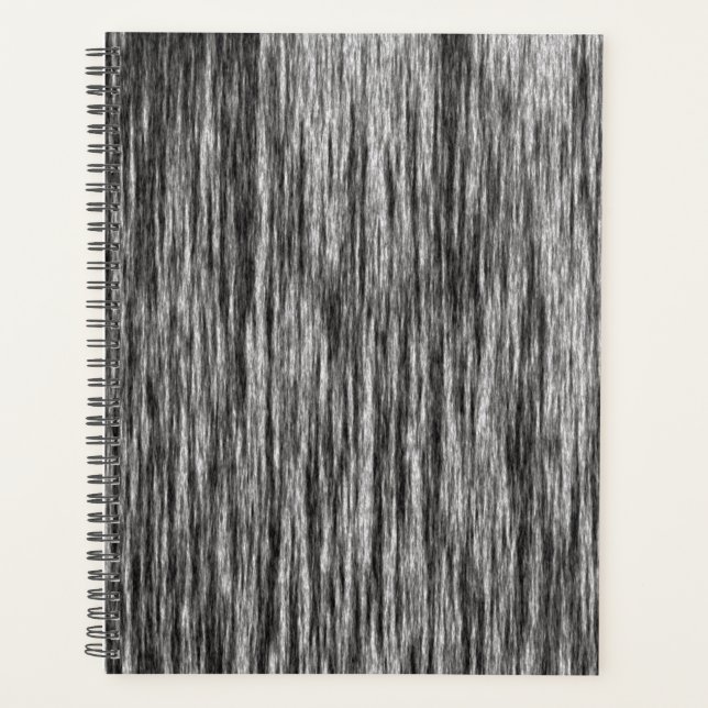 Agenda Patrón de líneas abstractas modernas en blanco y n (Anverso)