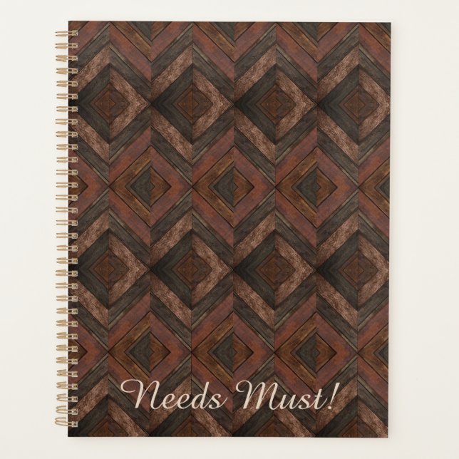Agenda Patrón de madera de Chevron Brown | Tu Personaliza (Anverso)