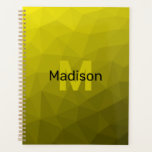 Agenda Patrón de malla geométrica oscura amarilla Monogra<br><div class="desc">Monograma Personalice con su personalizado inicial y su nombre. Patrón de malla geométrica de gradiente oscuro amarillo dorado. Malla geométrica triangular con gradiente oscuro negro dorado claro amarillo claro. patrón,  sombrío,  malla,  triángulos,  geometría,  geométrico,  gradiente,  fresco,  triángulo,  brillante,  patrón,  digital,  amarillo,  dorado,  negro</div>