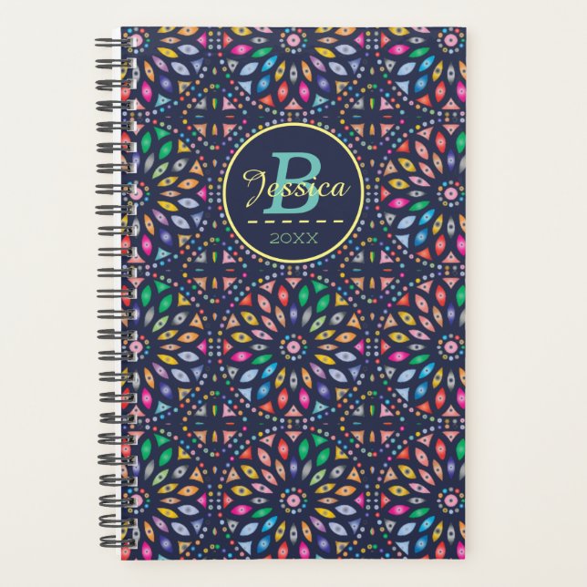 Agenda Patrón de Mandala de vidrio manchado personalizado (Anverso)