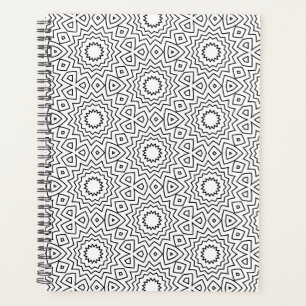 Agenda Patrón de Mandala Geométrico en Blanco y Negro Mod