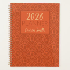 Agenda Patrón de Mandala Naranja Terroso Retro