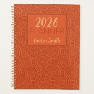 Agenda Patrón de Mandala Naranja Terroso Retro