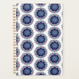 Agenda Patrón de Mandala rosa Azul Boho