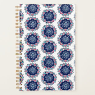 Agenda Patrón de Mandala rosa Azul Boho