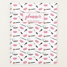 Agenda Patrón de maquillaje y labios rosados Nombre perso