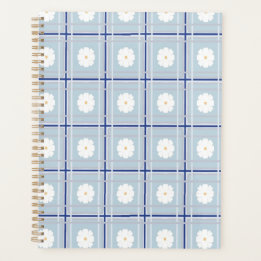 Agenda Patrón de margarita de cuadros azules