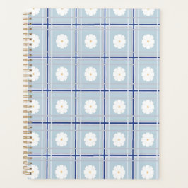 Agenda Patrón de margarita de cuadros azules
