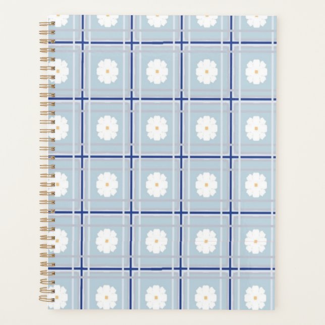 Agenda Patrón de margarita de cuadros azules (Anverso)