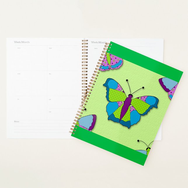 Agenda Patrón de mariposa patchwork sobre verde (Subido por el creador)