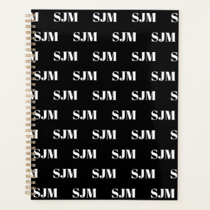 Agenda Patrón de monograma moderno de personalizado blanc