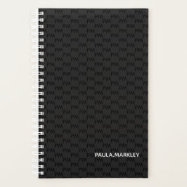 Agenda Patrón de monograma moderno gris negro simple