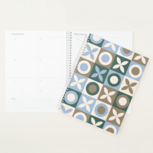 Agenda Patrón de mosaico de baldosas geométricas azules y