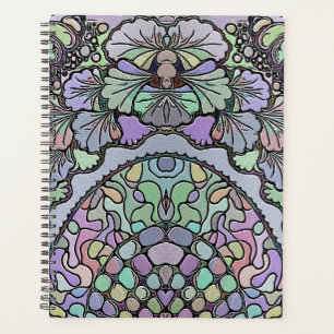 Agenda Patrón de mosaico de pana púrpura abstracta floral