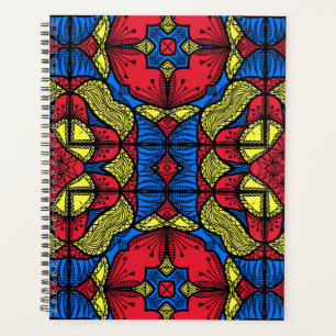 Agenda Patrón de mosaico tribal africano amarillo rojo