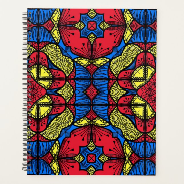 Agenda Patrón de mosaico tribal africano amarillo rojo (Anverso)