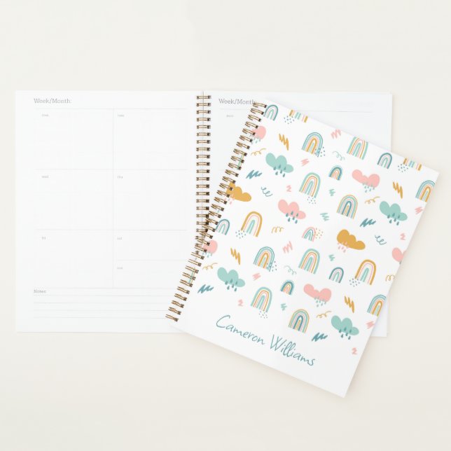 Agenda Patrón de nubes de arcoiris y lluvias divertidas (Demostración)