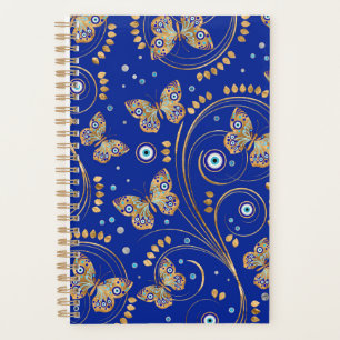 Agenda Patrón de ojos malvados de mariposa dorada