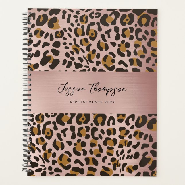 Agenda Patrón de oro de Rosa de impresión de animales leo (Anverso)