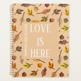 Agenda Patrón de otoño personalizado moderno marrón chic